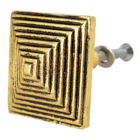 Square Pyramid Antique Golden Aluminium Cabinet Knob